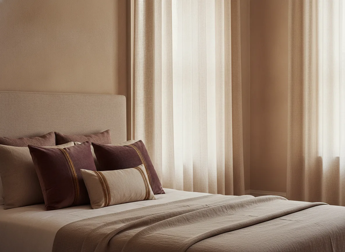 Chambre habillée de voilages et de textiles doux
